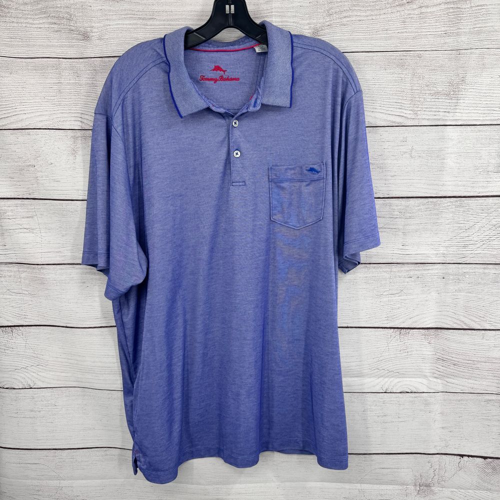 Tommy Bahama Polo Shirt Performance Blend Comfort Golf Casual Blue XL Big‎